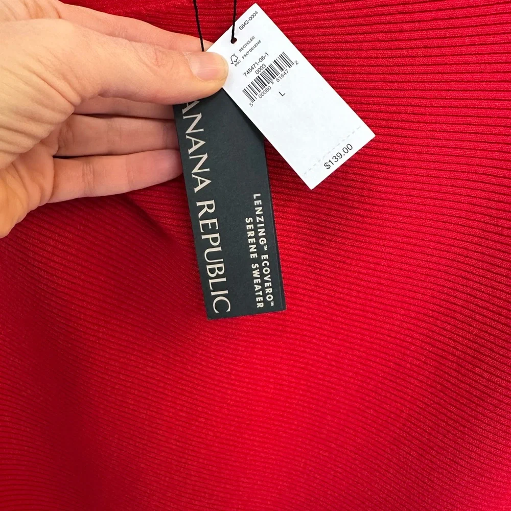 Banana Republic Off The Shoulder Red Sweater Dress Size Large - Picture 7 of 7